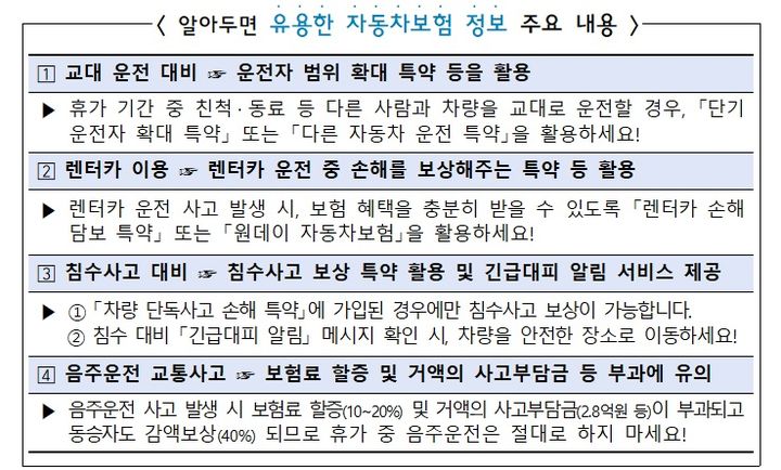 여름철 휴가·장마철, 꼭 알아야 할 자동차보험 특약과 안전 운전 여름철 휴가·장마철, 꼭 알아야 할 자동차보험 특약과 안전 운전