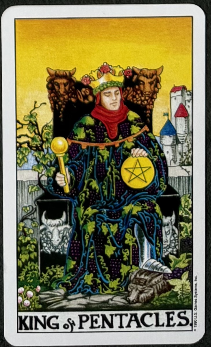타로 카드 78장 리뷰, 13th 궁정 카드. 펜타클의 왕( KING OF PENTACLES )