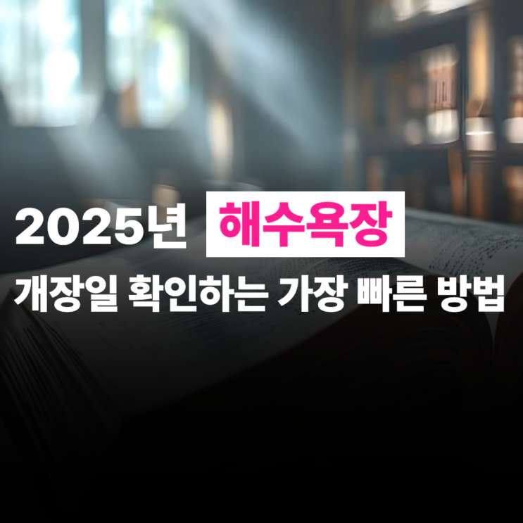  2025 해수욕장 개장일 확인하는 가장 빠른 방법