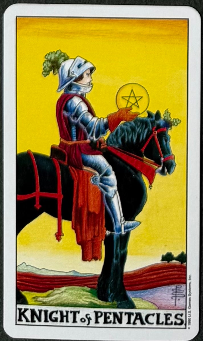 타로 카드 78장 리뷰, 14th 궁정 카드. 펜타클의 기사( KNIGHT OF PENTACLES )
