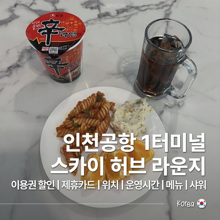  인천공항라운지 이용방법 :: 1터미널 스카이허브라운지 서편 24시간 및 위치 샤워가격 제휴 카드일반·야간 메뉴