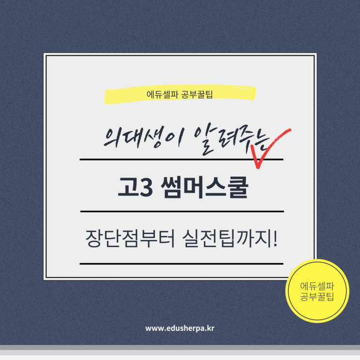 수능 앞둔 고3의 여름, 썸머스쿨이 답일까? 장단점부터 실전 팁까지 총정리!