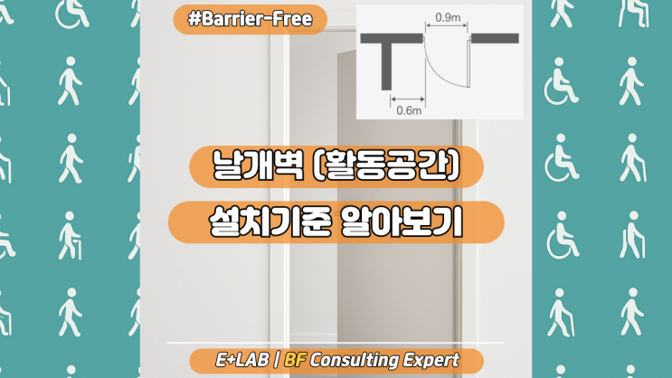  출입문 날개벽(측면 활동공간) 확보 기준