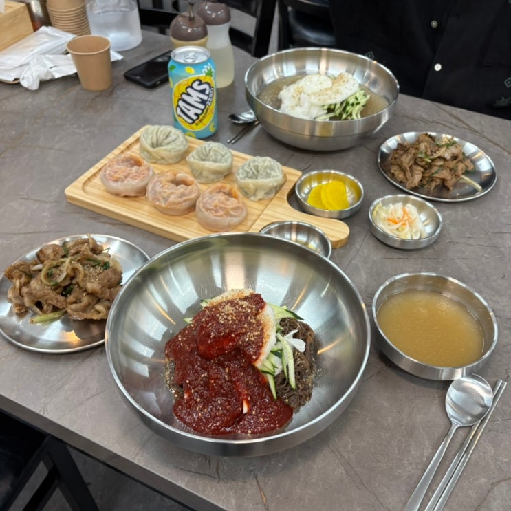  광주 수완지구 냉면 맛집 천수냉면 광주광산점 : 고기랑 같이 먹는 다양한 맵기의 냉면!