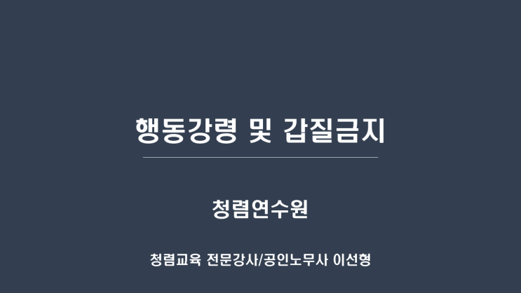 [25-36][청렴연수원] 제3기 청렴교육 내부강사 양성과정-행동강령 및 갑질금지-청렴강사 이선형