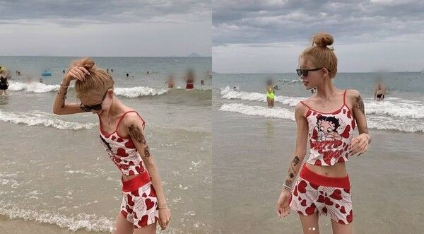 '170·41' 최준희, 해변 접수한 여신…뼈말라 몸매