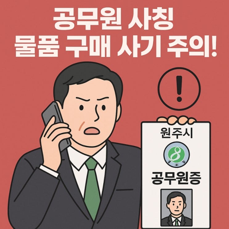 [원주 <b>사기</b>주의보] <b>공무원 사칭</b> 납품 요청 <b>사기</b> 기승…위조... 