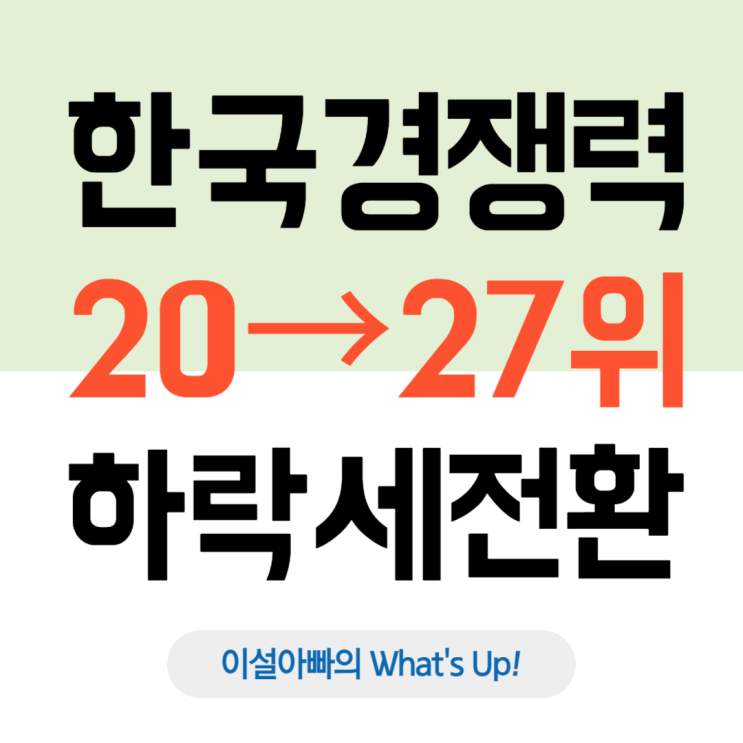  한국 국가경쟁력 20위 → 27위: 반짝 상승 후 하락, 무엇이 문제인가?