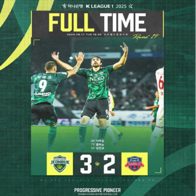 이것이 닥공이지!! 정규리그 1위 전북, 수원FC에 0-2에서 3-2로 역전한 멋진 한판승!! 포옛의 교체전술은 점쟁이급!!(전북 리그 1위, 김진규 콤파뇨 상대자책골, 전설매치)