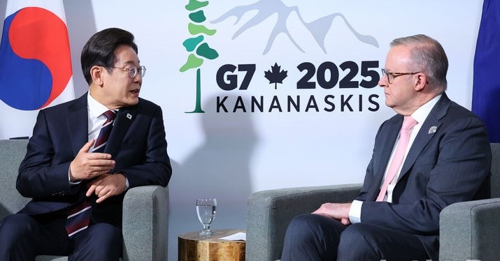 이재명 <b>대통령</b>, <b>G7</b> 순방 첫 일정 남아공·호주 정상과 회담