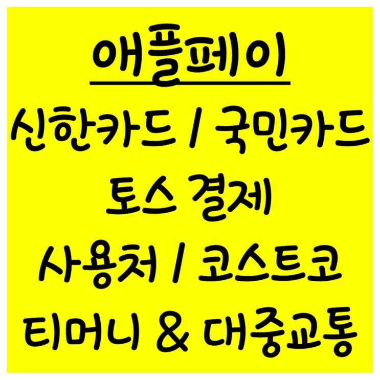  신한카드 애플페이 국민카드 토스 티머니
