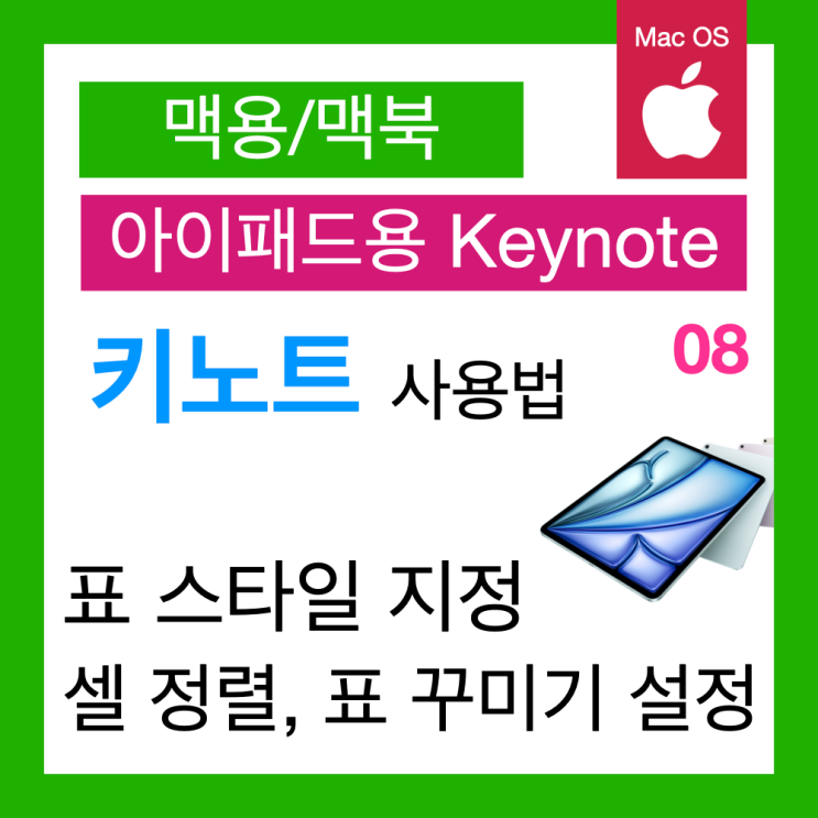 아이패드 Keynote 사용법 8. 표 셀 정렬과 스타일 설정 방법