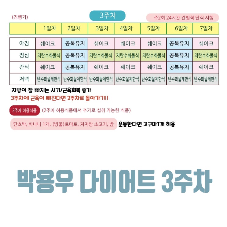 박용우 다이어트 스위치온 3주차 식단