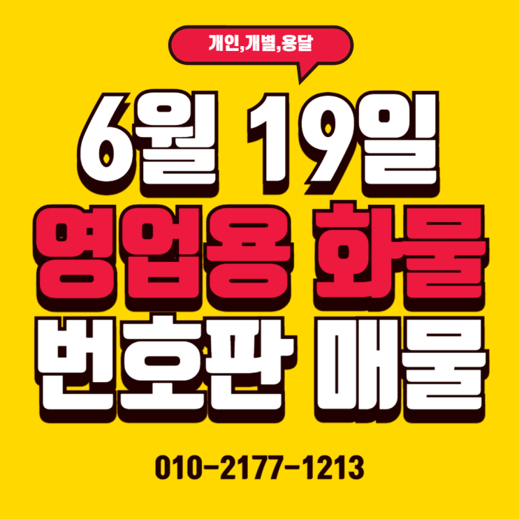  25/06/19 (매매) 용달,개별,일반,임대 넘버