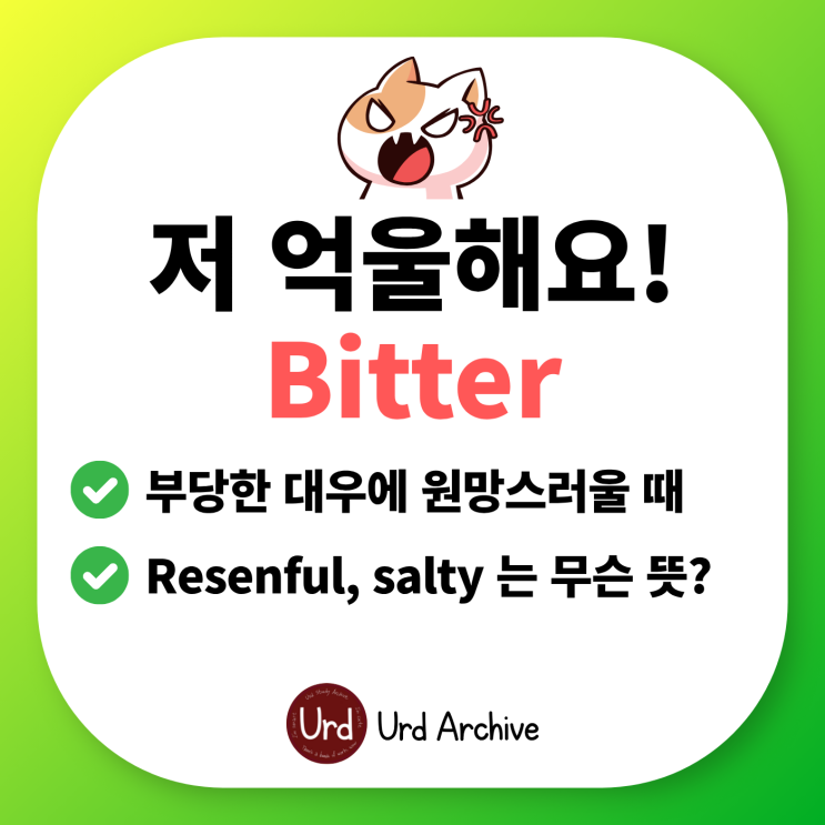  Bitter - 억울해요 영어로? '쓰다' 뜻만 있는 게 아니라고?