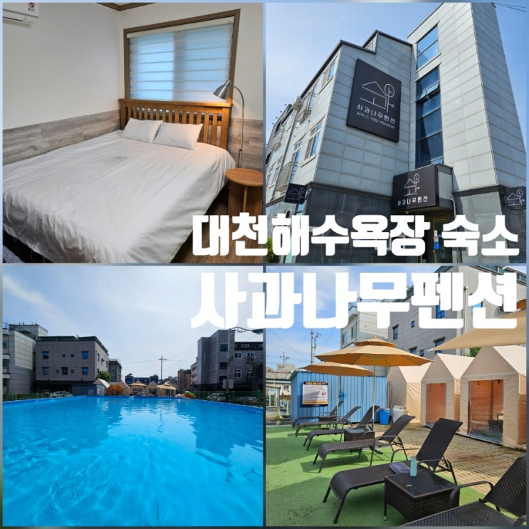  대천해수욕장펜션 '사과나무펜션' 무료 대형수영장 깔끔한 숙소 추천