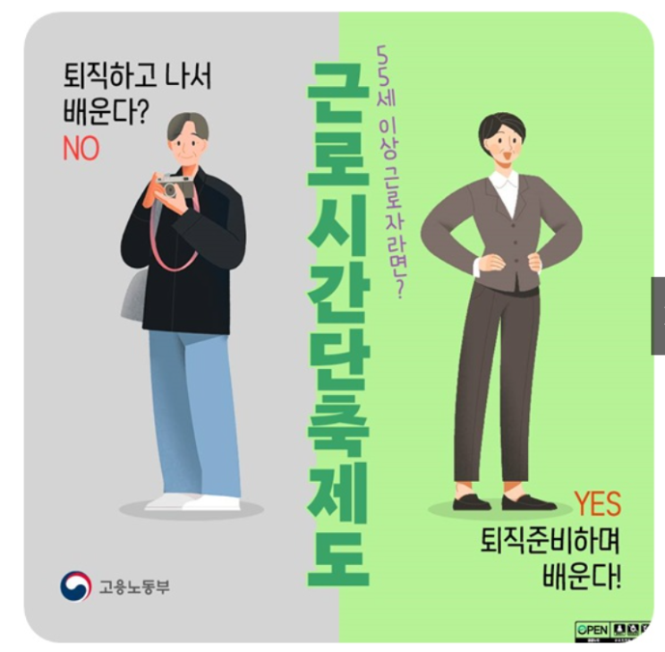 55세 이상 근로자 → 근로시간단축제도
