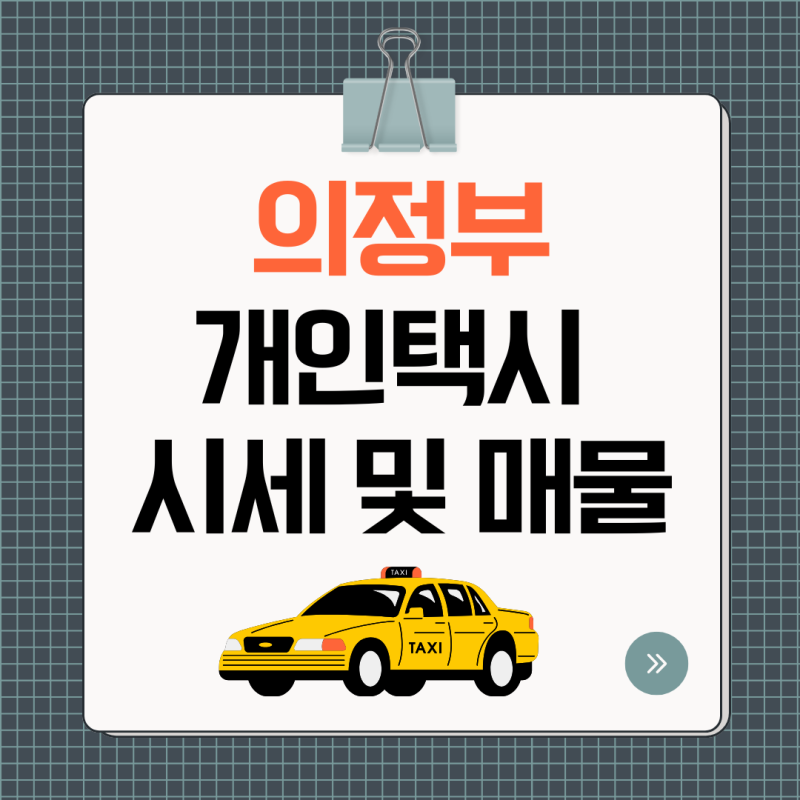 의정부 개인택시 번호판 가격 매매 시세 수입 총정리