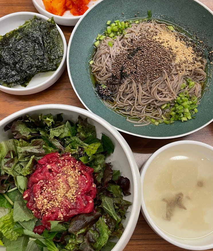  충남 천안 백석동 [육회비빔밥 들기름막국수 맛집 고운육회 방앗간] 후기