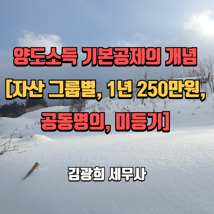  양도소득 기본공제의 개념 [자산 그룹별, 1년 250만원,공동명의, 미등기]