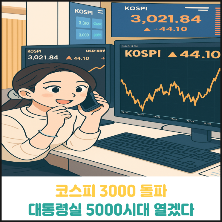 코스피 3,000 돌파, 대통령실 5,000 시대 열겠다. 코스피 3,000 돌파, 대통령실 5,000 시대 열겠다.