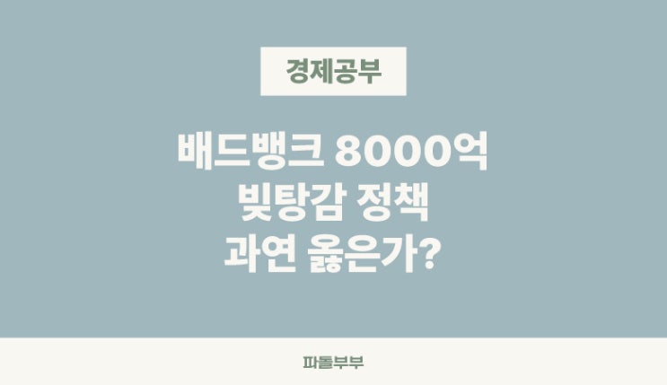  배드뱅크 뜻 취약계층 8000억 빚 탕감 정책 도입 장단점