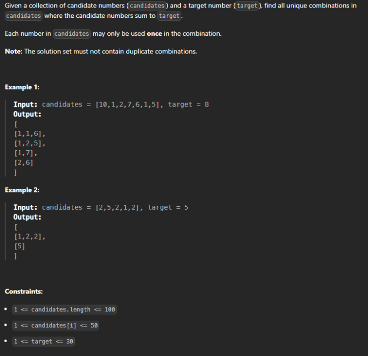  JAVA_LeetCode 40_Combination Sum II