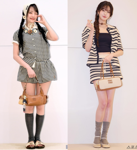  미우미우 앰버서더 장원영, 민니 행사 착장 정보 | 나파 포켓백, 캔버스 보백