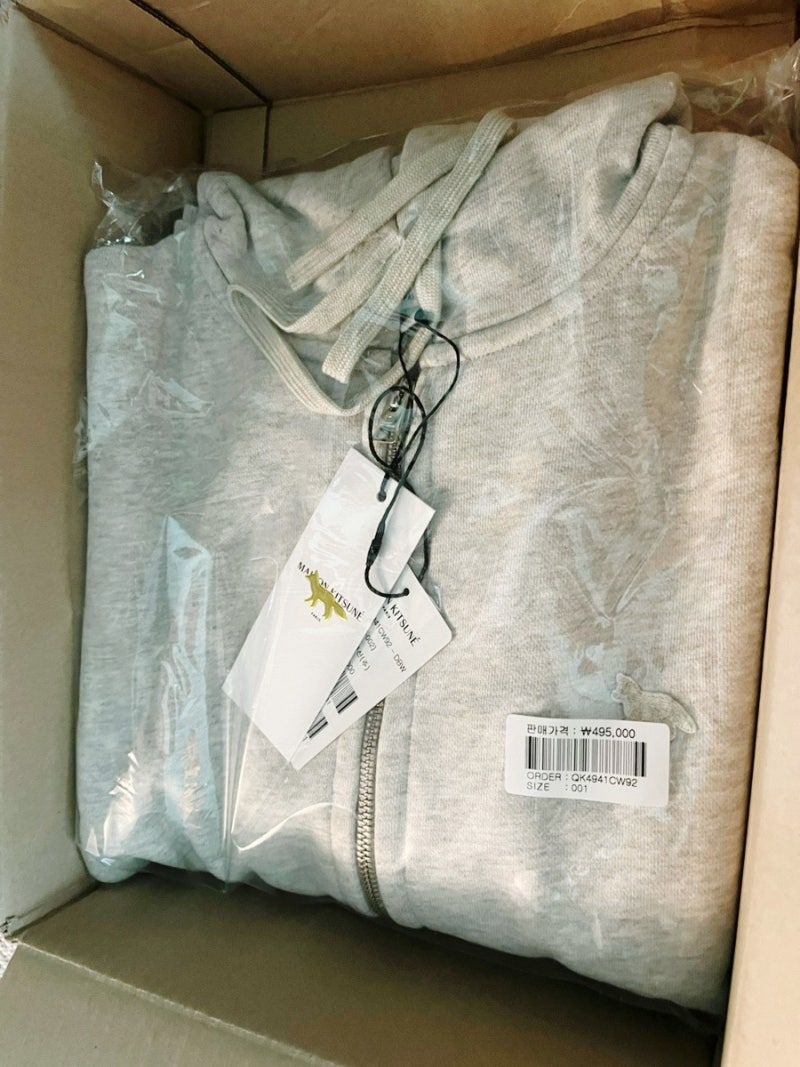 제품 후기) Maison Kitsune 메종키츠네_Women Baby Fox Patch Zipped Hoodie - Light Grey Melange_여성후드집업