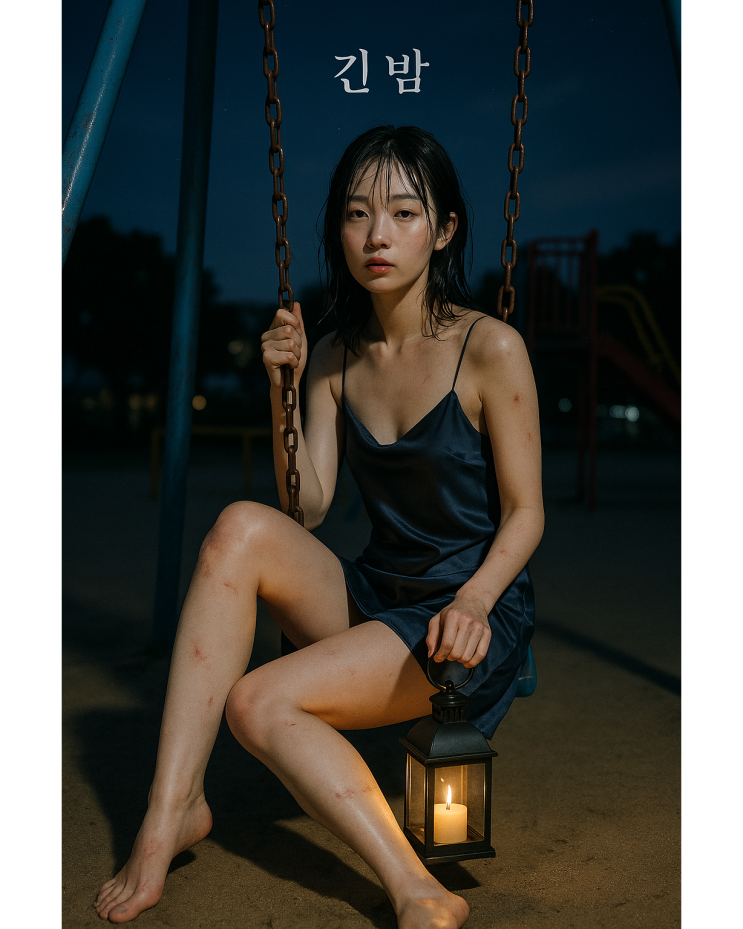  긴밤을 걷는 소녀 일러스트