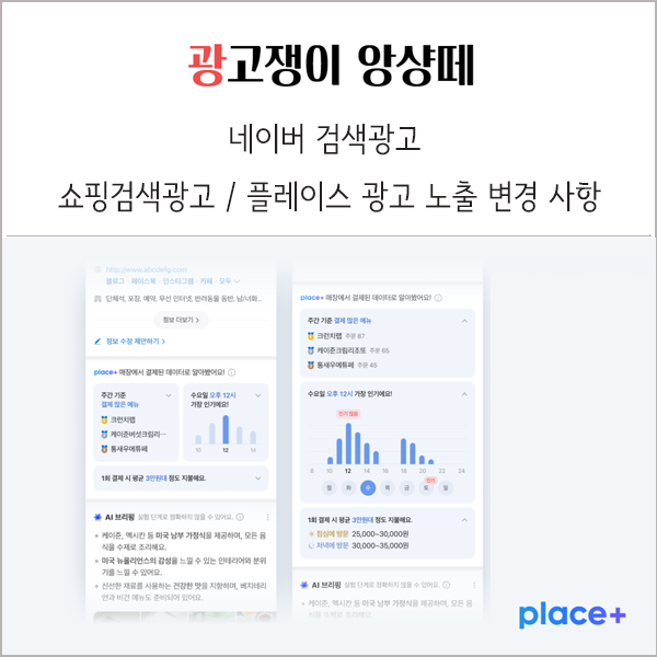 네이버 플레이스 광고 쇼핑검색 광고 노출 변경 사항 정리