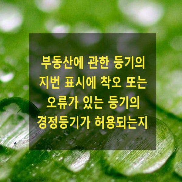  부동산에 관한 등기의 지번 표시에 착오 또는 오류가 있는 등기의 경정등기가 허용되는지