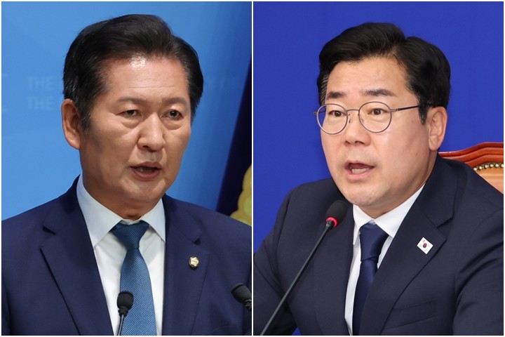 <b>정청래</b>·<b>박찬대</b> “이재명이 곧 <b>당권</b>”…민주당 친명계 양자... 