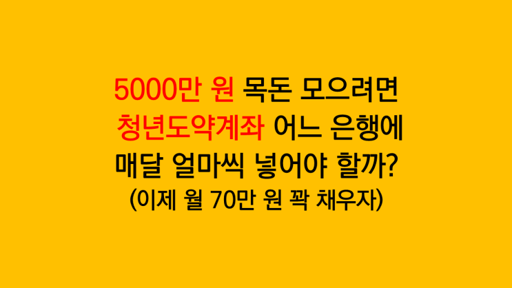 청년도약계좌 5000만 원 모으기 매달 어느 은행에 얼마를 넣어야할까? 소득구간 별 계산 후기