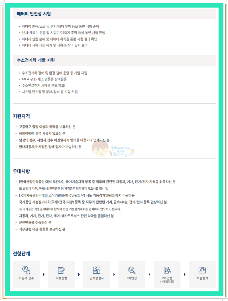 2025 현대자동차 생산직 채용 일정 및 연봉 (현차 모빌리티 기술인력) : 네이버 블로그