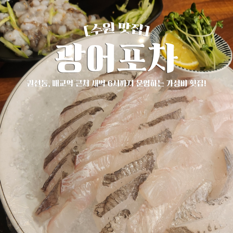 매교역 맛집 광어포차 권선동 새벽까지 운영하는 횟집