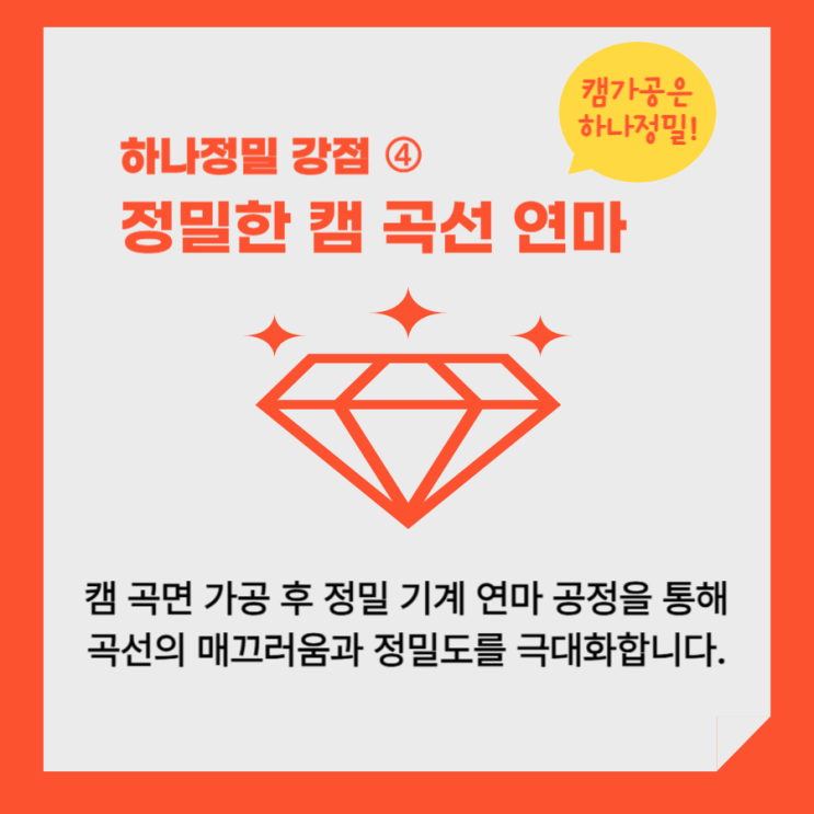  (하나정밀 경쟁력) 4. 정밀한 캠 곡면 연마