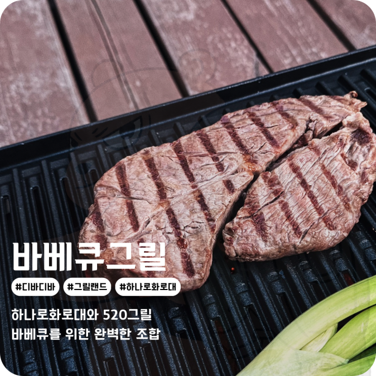  바베큐그릴 디바디바 하나로화로대 바베큐숯과 함께 스테이크