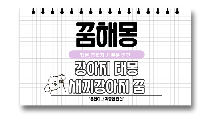  강아지 태몽 새끼강아지꿈 해몽 풀이
