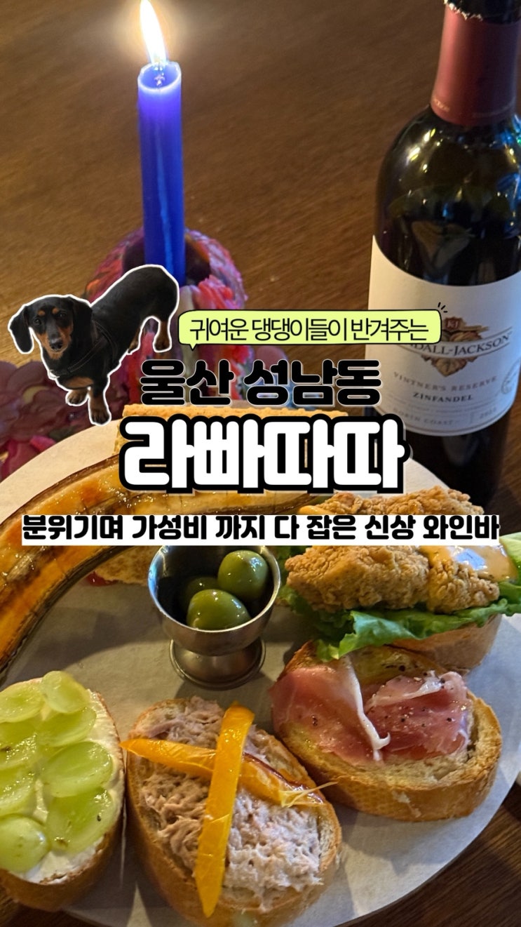  귀여운 닥스훈트가 반겨주는 분위기며 가성비까지 좋은 울산 와인바 라빠따따