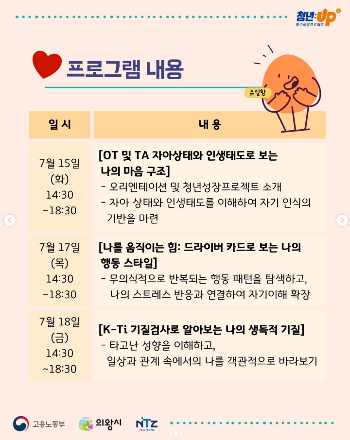  [출강안내] 2025년 의왕시 청년성장프로젝트 [CARE MYSELF 2기]