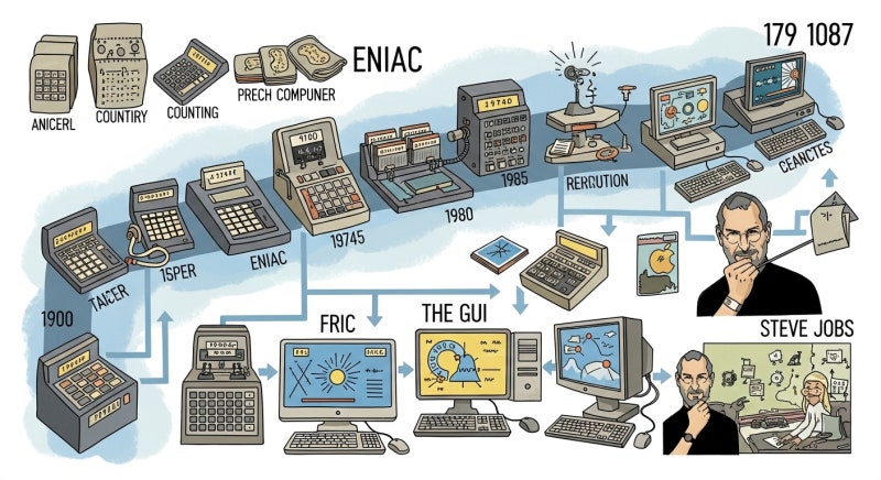 메모리부터 ENIAC, GUI, 스티브 잡스까지 – 컴퓨터 역사의 대모험!