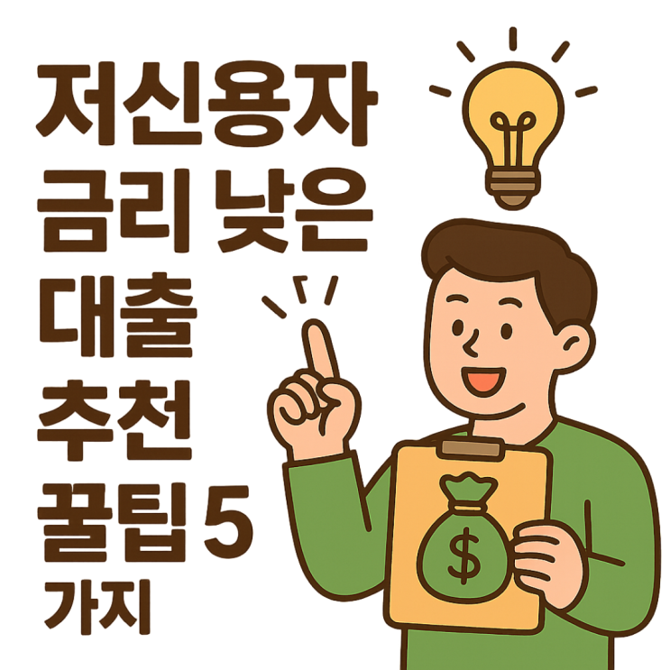  저신용자 금리 낮은 대출 추천 꿀팁 5가지