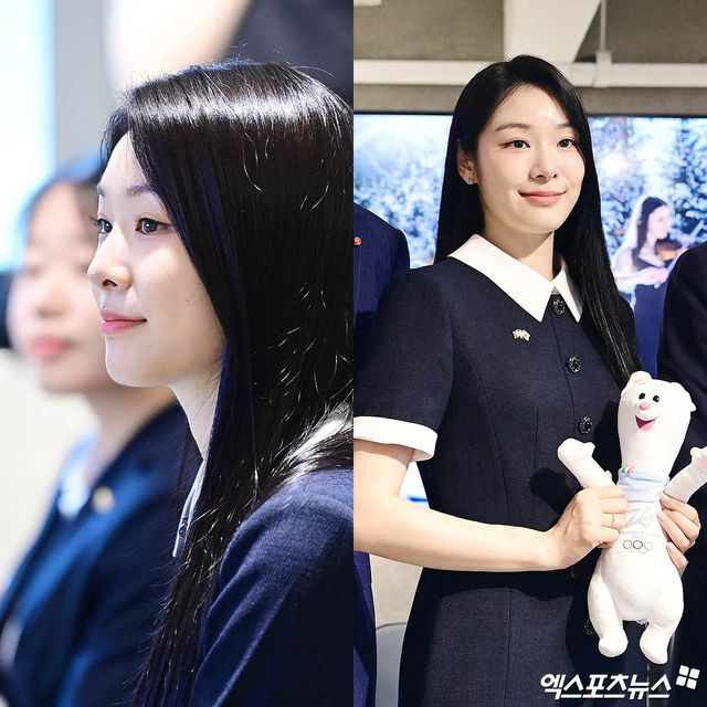 김연아, 고우림 전역하니 얼굴 활짝 폈네…단정한 원피스로 '여왕美' 과시