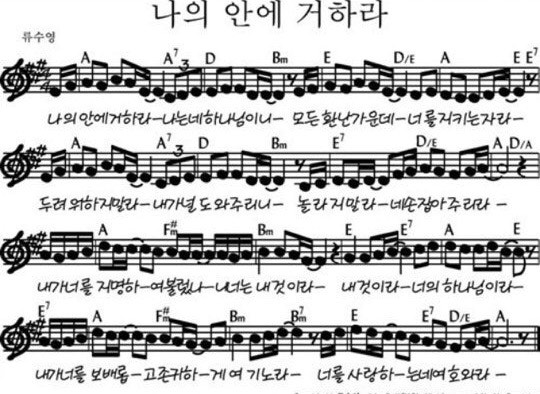 나의 안에 거하라 악보 G A Bb 코드