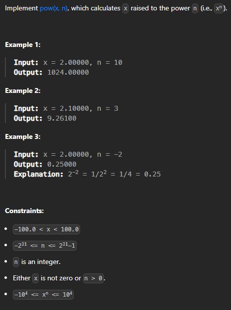  JAVA_LeetCode 50_Pow(x, n)