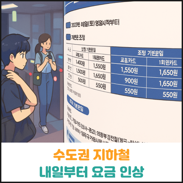 수도권 지하철요금 내일부터 1,550원 수도권 지하철요금 내일부터 1,550원