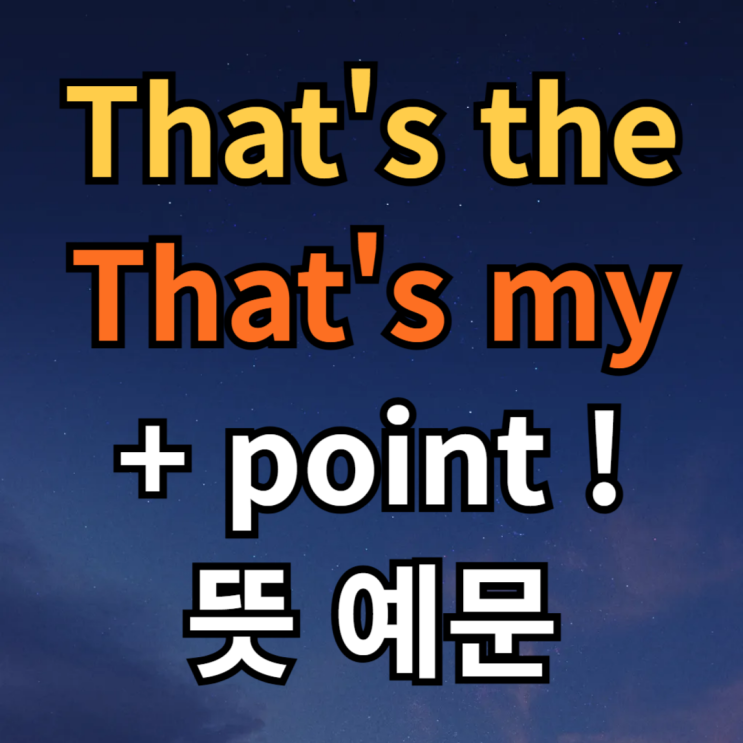  That's the point, That's my point 뜻 예문