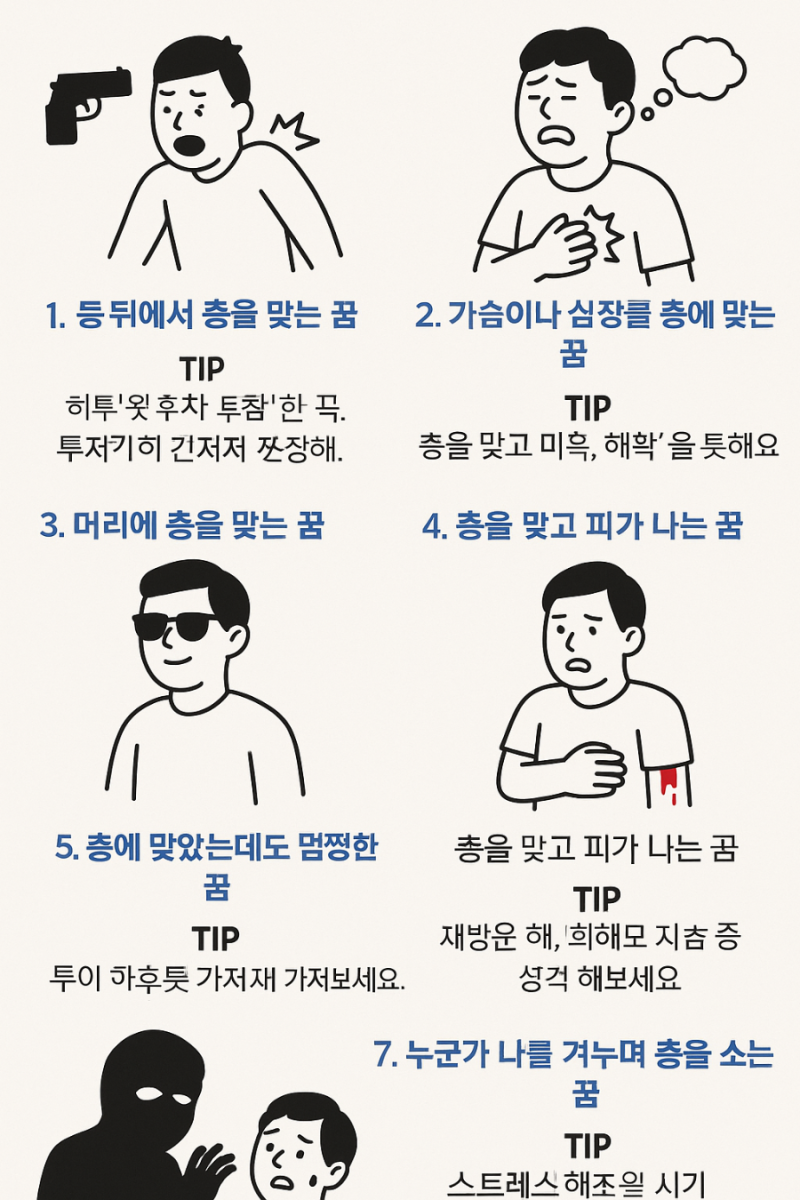 총에 맞는 꿈해몽 7가지! 상황별 해석 한눈에 보기