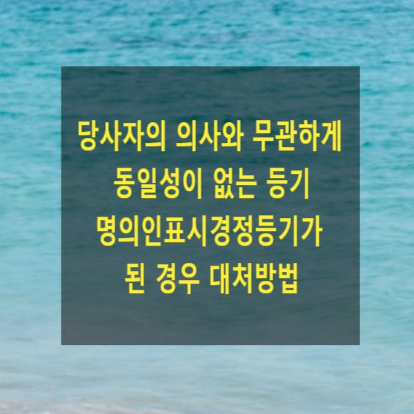  당사자의 의사와 무관하게 동일성이 없는 등기명의인표시경정등기가 된 경우 대처방법